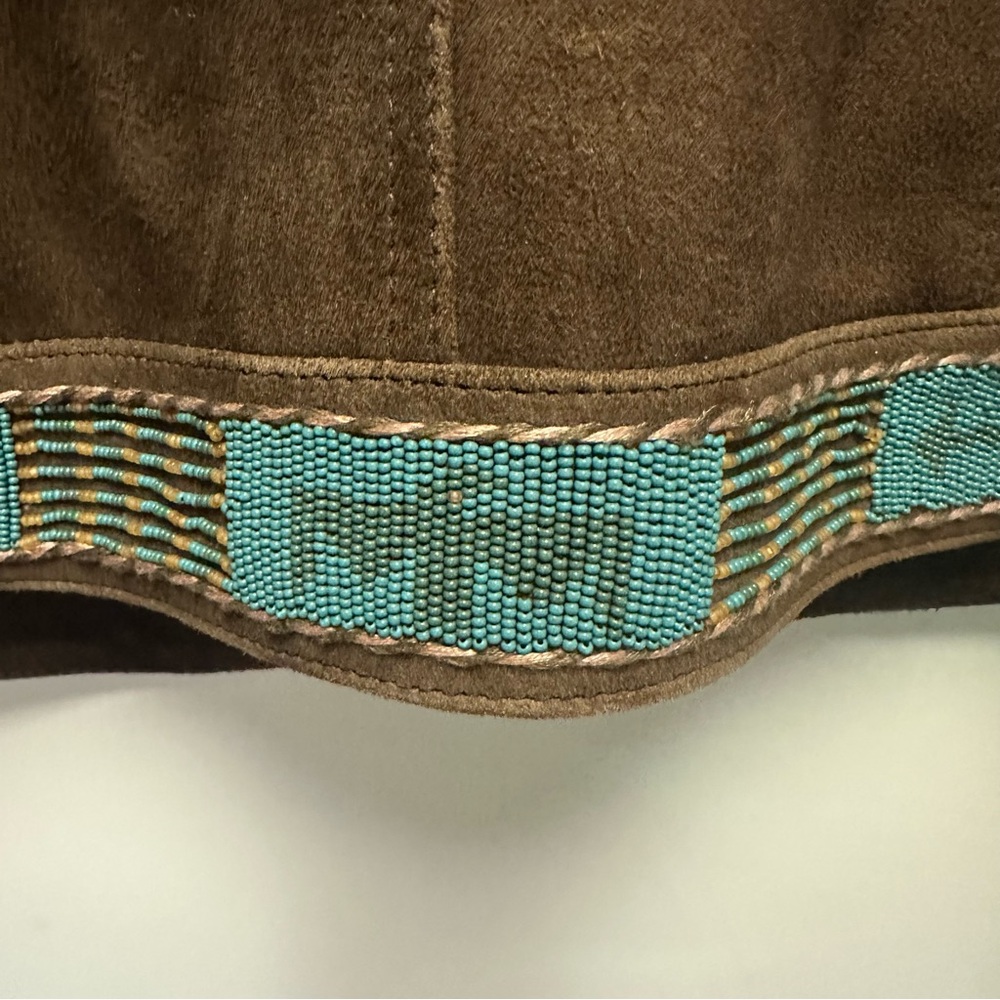 Tasha Polizzi Tan Suede Jacket with Patterned beaded Accents - Picture 6 of 7